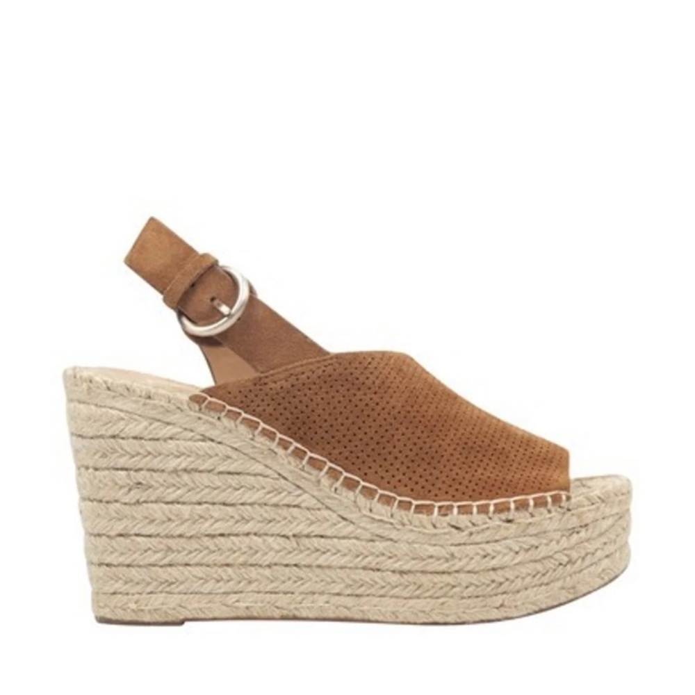 Marc Fisher LTD Andela Women’s Size 10 Tan Suede Espadrille Wedge Sandals NIB